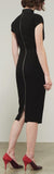Slash Front Cap Sleeve Fitted Dress