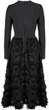 Black Long Sleeve Fringe-Decorated Midi Dress