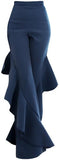 'Beata' Ruffle Flared High-Waist Trousers - Blue or Black