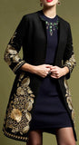 Gold-Embellished Wool Coat in Black - DESIGNER INSPIRED FASHIONS