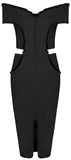 Black Off-The-Shoulder Frayed Cut-Out Dress