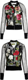 Floral Embroidered Black Sheer Jacket