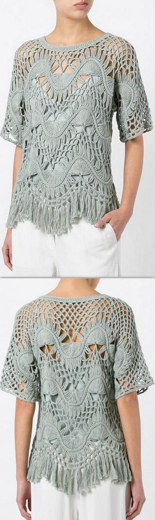 Fringed Macrame Top