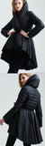 Down Coat with Skirt, Black