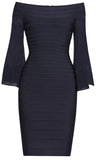 Off-the-Shoulder Lace-Sleeved Bandage Dress