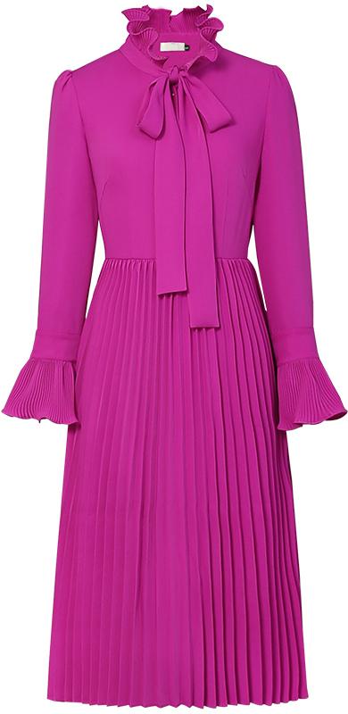 Ruffle Pleated Midi Dress