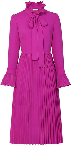 Ruffle Pleated Midi Dress