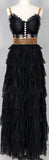 Black Tiered Lace Embellished Gown