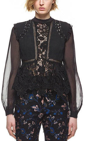 Lace Detail Top in Black - DESIGNER INSPIRED FASHIONS