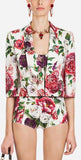 Peony-Print Brocade Jacket