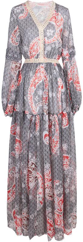 Printed Paneled Boho Maxi Dress