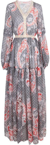 Printed Paneled Boho Maxi Dress