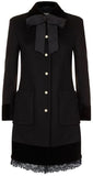 Black Velvet and Lace Trim Coat