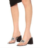 Black & White Leather and PVC Sandals | DESIGNER INSPIRED FASHIONS