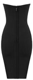Black Strapless Bead-Embellished Bandage Dress