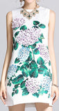 Hydrangea Appliques Jacquard Shift Dress - DESIGNER INSPIRED FASHIONS