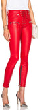 Lace Front Faux-Leather Skinny Pants in Red - DESIGNER INSPIRED FASHIONS
