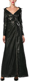 Long Zip Faux-Leather Dress-Coat in Black or Green - DESIGNER INSPIRED FASHIONS
