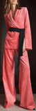 Sash-Belted Blazer and Wide Leg Pant-Suit