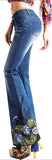 Embellished Faded Flared Jeans - DESIGNER INSPIRED FASHIONS