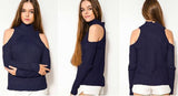 Cold-Shoulder Knit Sweater - (Various Colors to Choose From) - DESIGNER INSPIRED FASHIONS