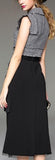Plaid Faux-Button Crop Top & Black Embellished Skirt - DESIGNER INSPIRED FASHIONS
