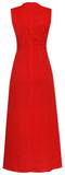 Belt-Attached Long Dress - Red or Black