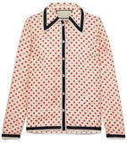 Grosgrain-Trimmed Printed Silk-Twill Blouse
