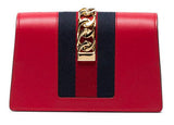 Sylvie Leather Mini Chain Bag - Black, White, Red