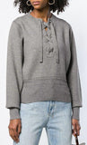 Lace-Up Long Sleeve Sweater, Grey