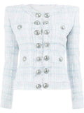 Blue, Pink and White Tweed Jacket