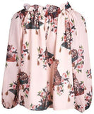 Cat and Floral Print Blouse