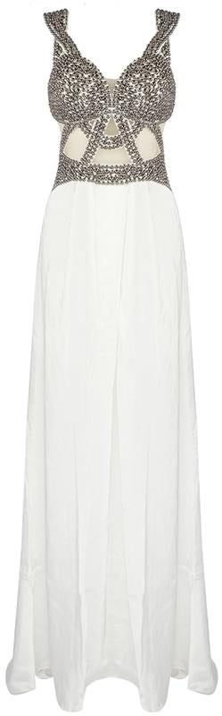 Bead-Embellished Mesh Paneled Gown | DESIGNER INSPIRED FASHIONS