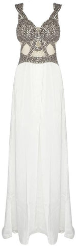 Bead-Embellished Mesh Paneled Gown | DESIGNER INSPIRED FASHIONS