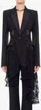 Black Asymmetrical Lace Detailed Blazer
