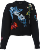 Embroidered Floral Jumper in Black - DESIGNER INSPIRED FASHIONS