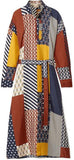 'Bianca' Patchwork Printed Silk-Twill Midi Dress