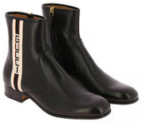 Logo-Striped Leather Boots