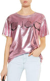 Metallic Faded Logo Print T-Shirt