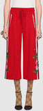 Embroidered Technical Jersey Jacket and Embroidered Wide Leg Jogging Pants, Red