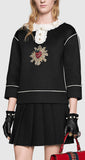Embroidered Bonded Top & Pleated Skirt Set in Black - DESIGNER INSPIRED FASHIONS