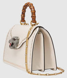 Frame Print Leather Top Handle Bag, White