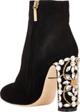 Crystal-Embellished Suede Ankle Boots