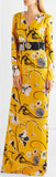 Belted Floral-Print Crepe Gown