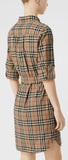 Vintage Check Cotton Tie-waist Shirt Dress