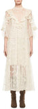 Ruffled Floral-Lace Tulle Midi Dress