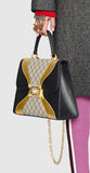 GG Supreme and Leather Top Handle Bag