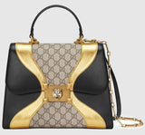GG Supreme and Leather Top Handle Bag