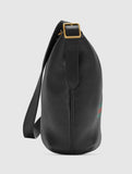 Print Half-Moon Hobo Bag, Black