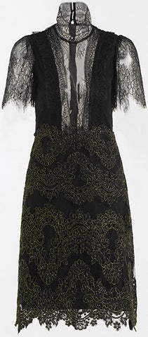 Black Lace Mesh Mini Dress